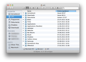 Der Finder in der Baumansicht
