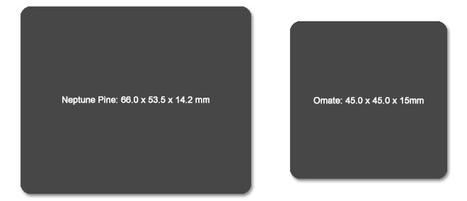 Größenunterschied zwischen Neptune Pine und Omate Truesmart.
