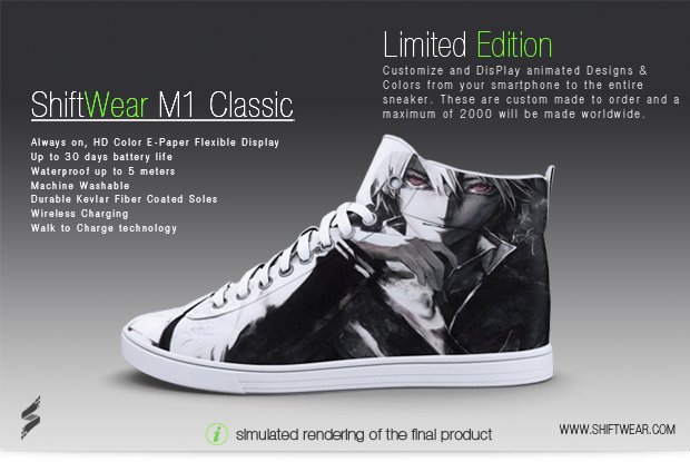 Zauberschuh mit E-Paper-Display (Bild: indiegogo/© ShiftWea)